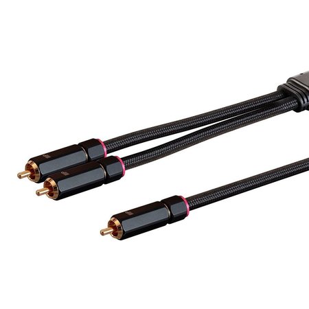 MONOPRICE Onix Series - Male RCA to 2 Male RCA Pigtail Cable_ 3ft_ Black 38074